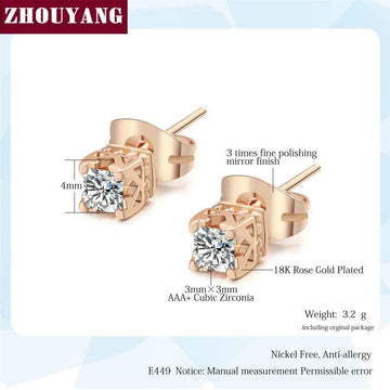 High Quality Lovely AAA Cubic Zirconia Diamonds Rose Gold Colour Earrings - The Jewellery Supermarket
